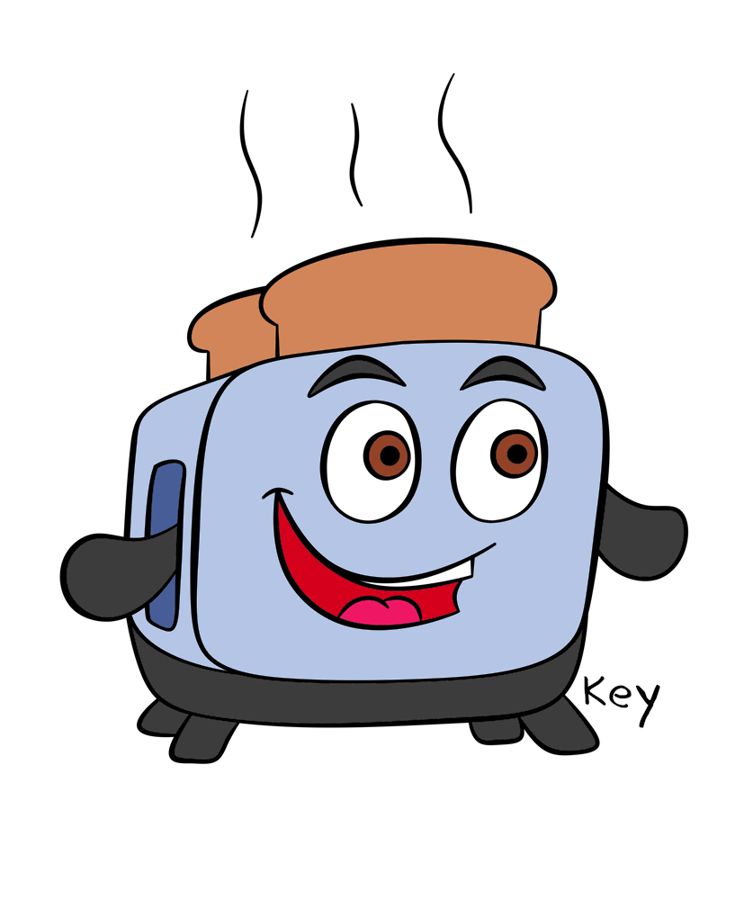a cartoon anthropomorphised toaster