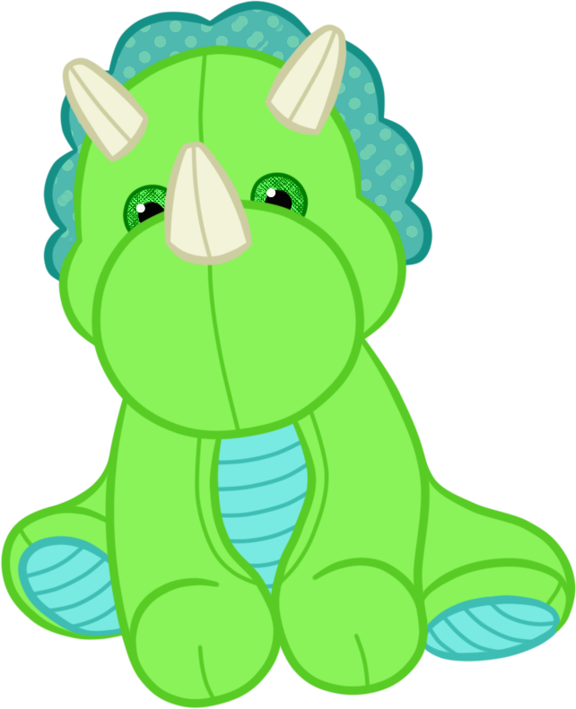 a floppy green triceratops plushie