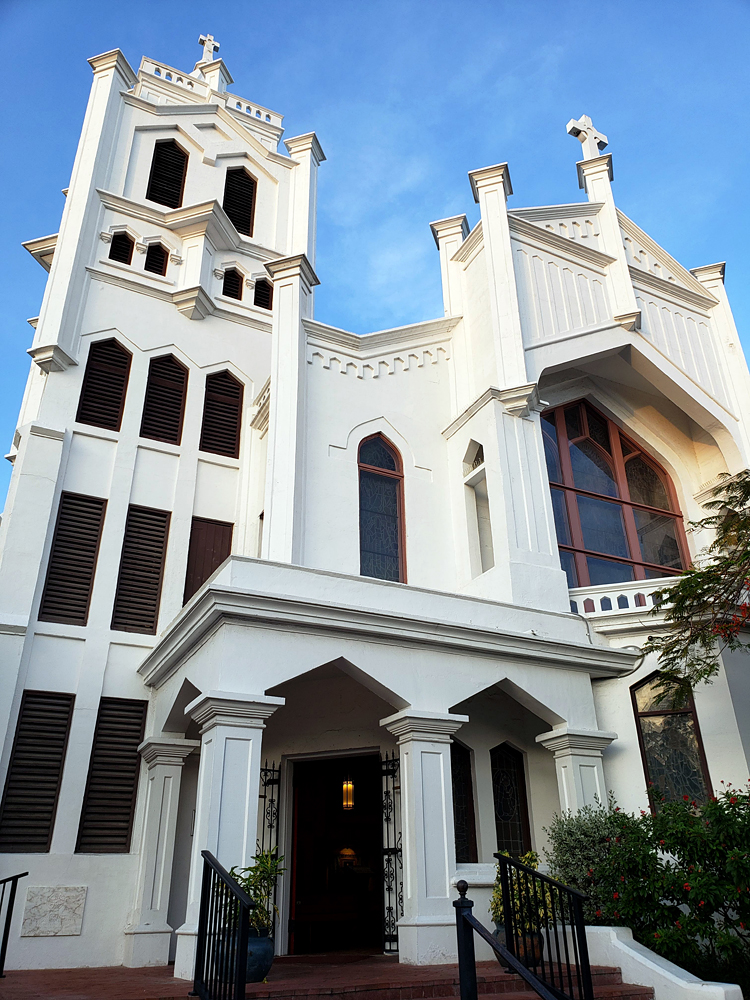 the white exterior of a historical church in Key West