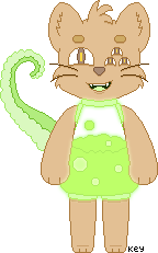 a cat-like creature with an erlenmeyer flask full of green goo for a torso