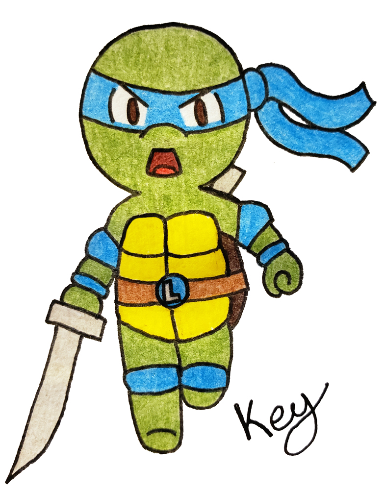 a chibi Leonardo of the Teenage Mutant Ninja Turtles