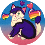 Lisa Frank: kitten with rainbow hearts