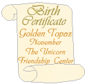 birth certificate for Golden Topaz